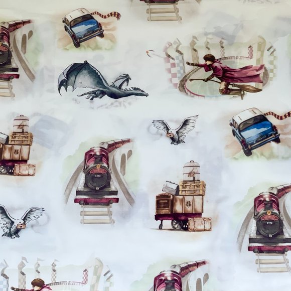 New Harry Potter Storybook Full size Cotton Sheet Set: 1 Flat Sheet+2 Pillowcase - Picture 1 of 2